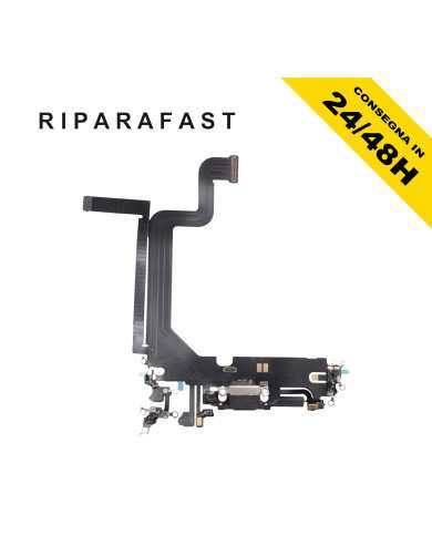 CONNETTORE RICARICA PER IPHONE 14 PRO MAX DOCK NERO MICROFONO CHARGER FLEX