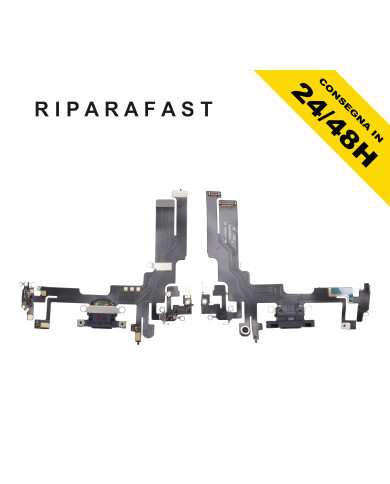 CONNETTORE DI RICARICA PER APPLE IPHONE 14 PLUS DOCK NERO MICROFONO CHARGER FLEX
