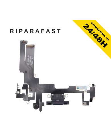 CONNETTORE DI RICARICA PER APPLE IPHONE 14 PLUS DOCK NERO MICROFONO CHARGER FLEX