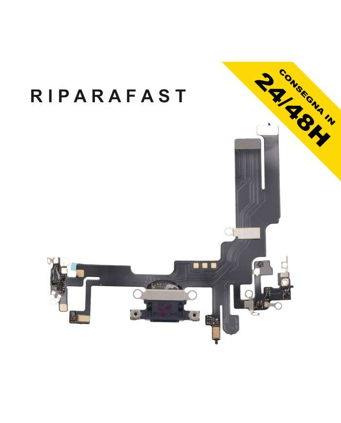 CONNETTORE DI RICARICA PER IPHONE 14 NERO MICROFONO CHARGER FLEX A+++DOCK