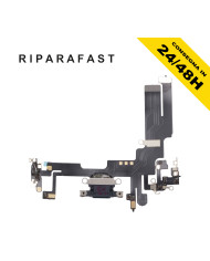 CONNETTORE DI RICARICA PER IPHONE 14 NERO MICROFONO CHARGER FLEX A+++DOCK