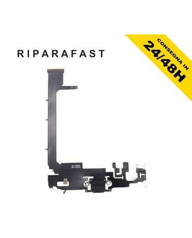CONNETTORE DI RICARICA PER APPLE IPHONE 11 PRO MAX  MICROFONO FLAT DOCK NERO NO CHIP