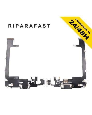 CONNETTORE DI RICARICA PER APPLE IPHONE 11 PRO MAX  MICROFONO FLAT DOCK NERO NO CHIP
