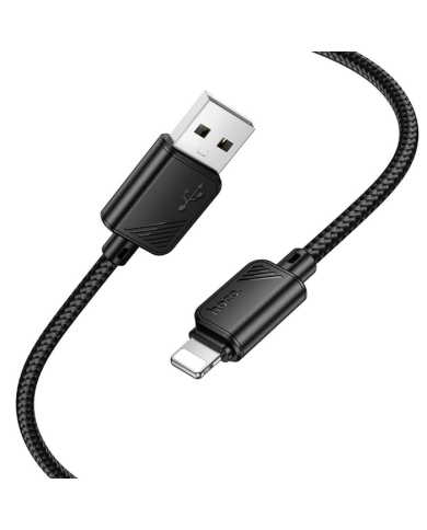 CAVO DI RICARICA HOCO TIPO A IPHONE APPLE TELATO NYLON NERO RINFORZATO