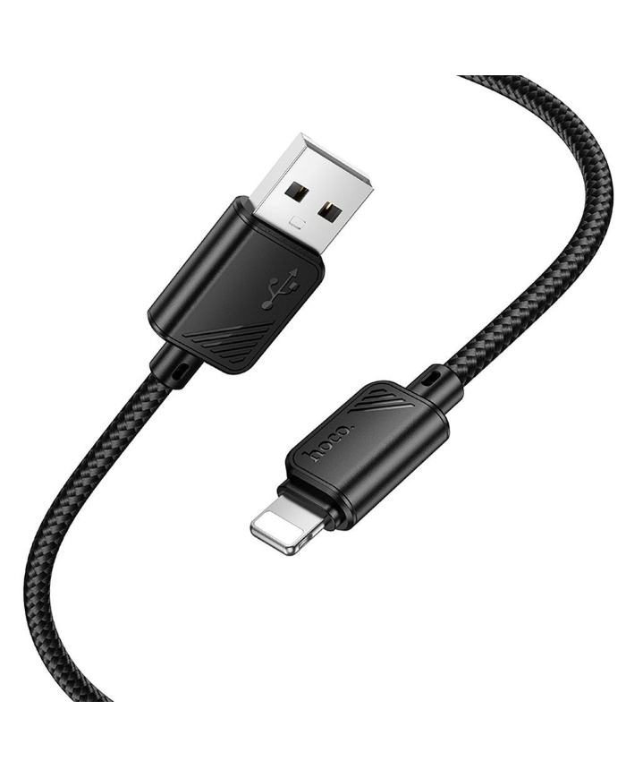 CAVO DI RICARICA HOCO TIPO A IPHONE APPLE TELATO NYLON NERO RINFORZATO