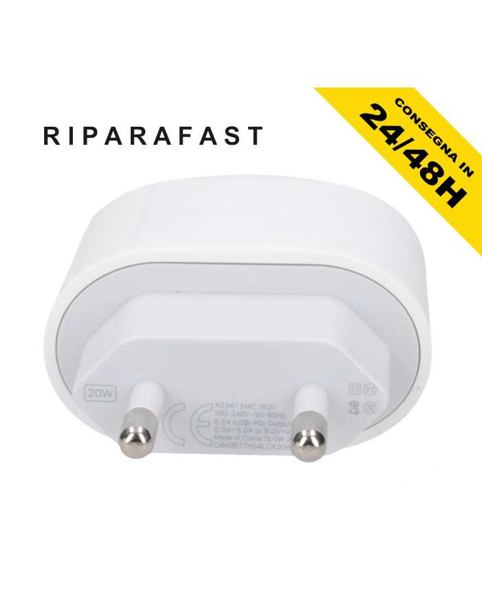 Caricabatteria 20W Type C per Apple Samsung Huawei | Riparafast SRLS