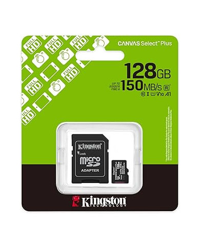 Kingston Canvas Select Plus Scheda di memoria microSD 128GB microSDXC Gen3 150MB/s A1 Adattatore SD incluso - SDCS3/128GB