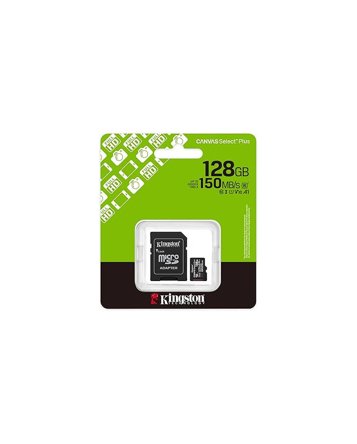Kingston Canvas Select Plus Scheda di memoria microSD 128GB microSDXC Gen3 150MB/s A1 Adattatore SD incluso - SDCS3/128GB