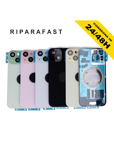 BACK COVER POSTERIORE IPHONE 15 COMPLETO FRAME MAGSAFE VETRO SCOCCA