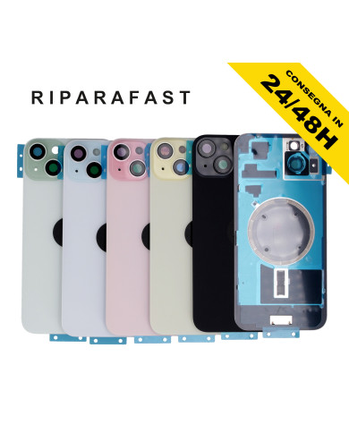 BACK COVER POSTERIORE IPHONE 15 PLUS COMPLETO FRAME MAGSAFE VETRO SCOCCA