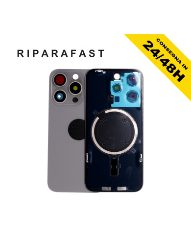 BACK COVER POSTERIORE IPHONE 15 PRO COMPLETO FRAME MAGSAFE VETRO SCOCCA
