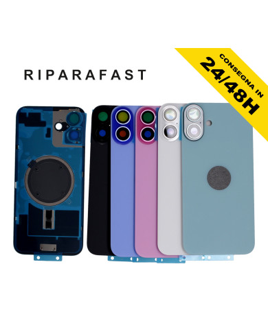 BACK COVER POSTERIORE IPHONE 16 PLUS COMPLETO FRAME MAGSAFE VETRO SCOCCA