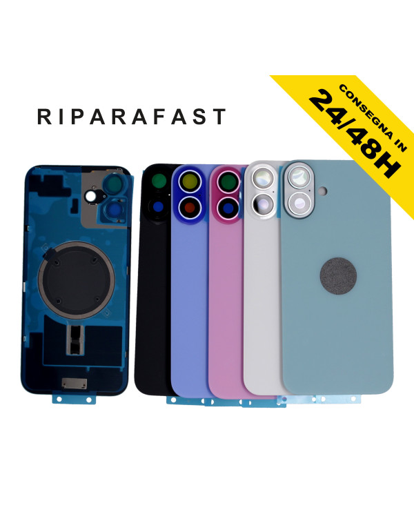 BACK COVER POSTERIORE IPHONE 16 PLUS COMPLETO FRAME MAGSAFE VETRO SCOCCA