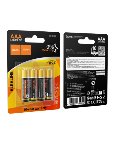 BATTERIA MINISTILO AAA ALCALINA R3 HOCO CONFEZIONE 4 PEZZI