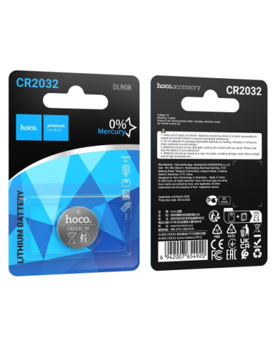 BATTERIA AL LITIO BOTTONE CMOS 3V HOCO CR2032 CONFEZIONE 1 PZ