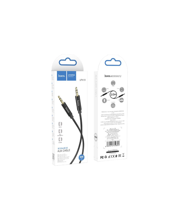 CAVO AUDIO AUX JACK 3,5MM TO JACK 3,5MM 2 METRI HOCO UPA19 NERO