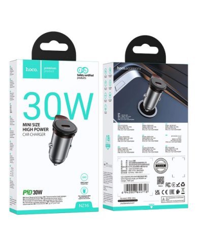 ALIMENTATORE CARICABATTERIA DA AUTO TYPE-C QC 3.0 30W | HOCO NZ16 GRAY