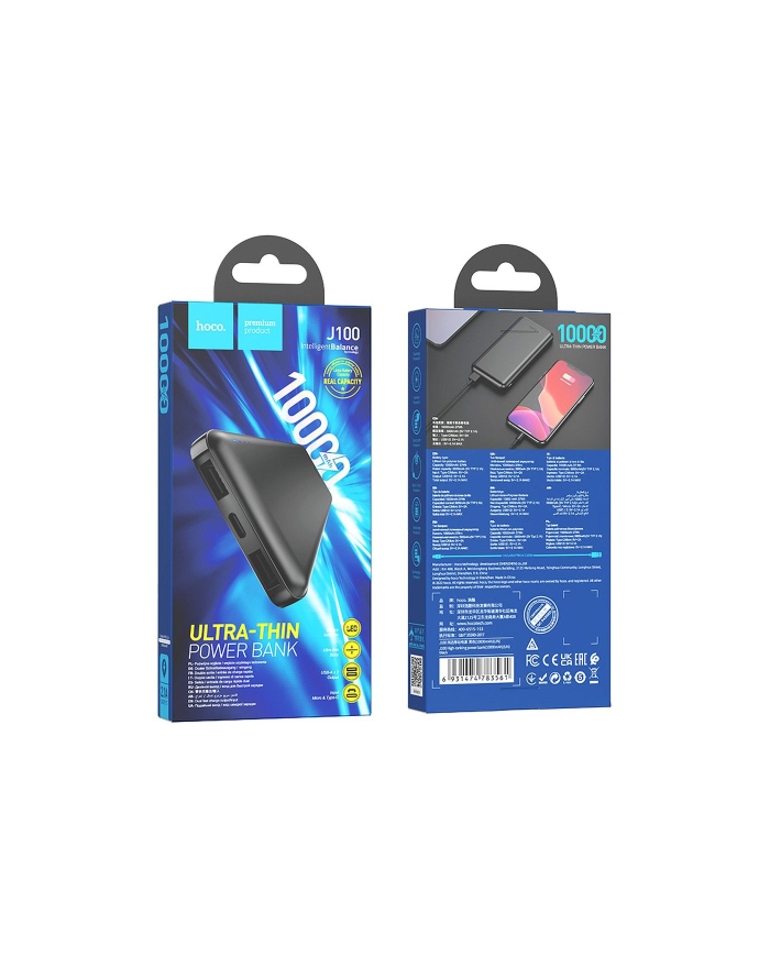 POWER BANK 10000MAH PD QC 2,1A HOCO J100 NERO