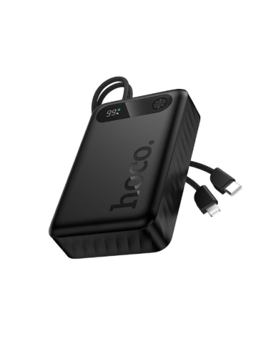 POWERBANK HOCO 20000 MAH QC PD 22,5W CON CAVI INTEGRATI TYPE-C + LIGHTNING J171A NERO