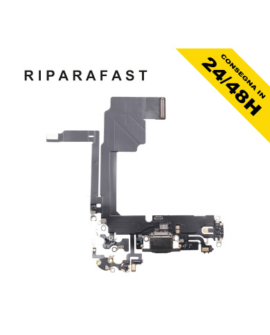 CONNETTORE RICARICA PER APPLE IPHONE 15 PRO MAX DOCK MICROFONO CARICA NERO