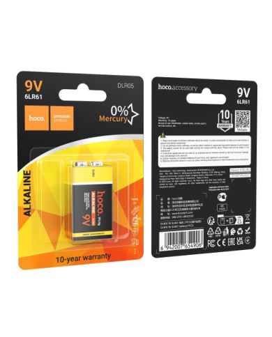 BATTERIA ALCALINA 6LR61 HOCO 9V DLR05 1 PZ