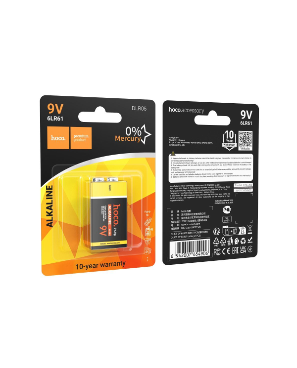 BATTERIA ALCALINA 6LR61 HOCO 9V DLR05 1 PZ