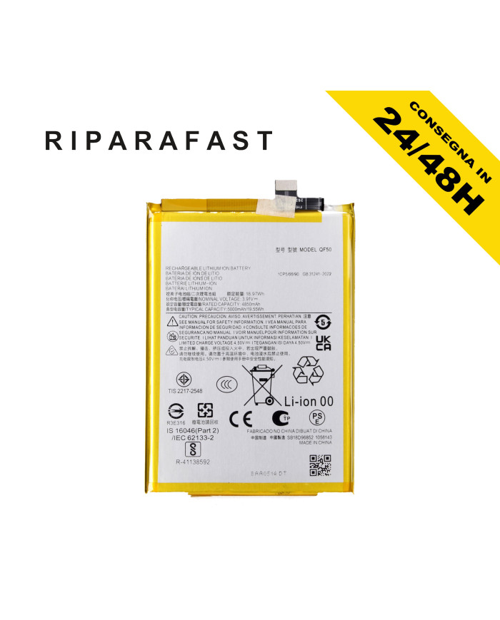 BATTERIA QF50 PER MOTOROLA MOTO G04 XT2421 5000 mAh RICAMBIO PARI ORIGINALE