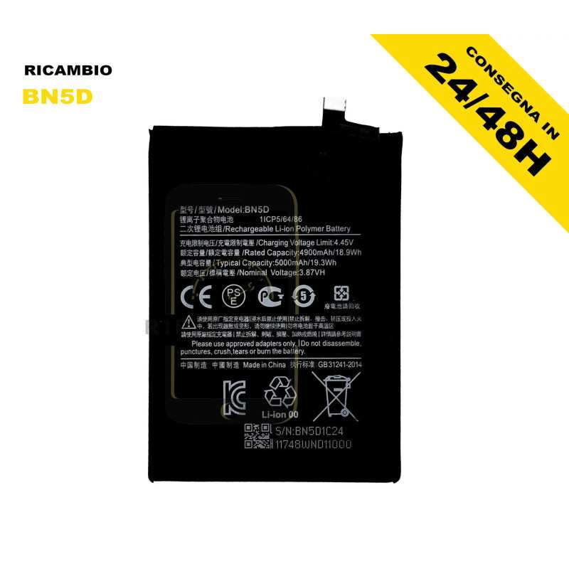 BATTERIA PER XIAOMI REDMI NOTE 11 11S POCO M4 PRO 5000 mAh BN5D PARI ORIGINALE