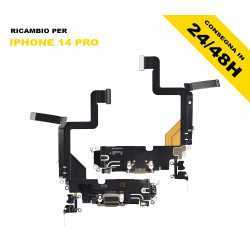 CONNETTORE DI RICARICA PER APPLE IPHONE 14 PRO NERO MICROFONO CHARGER FLEX A+++ DOCK