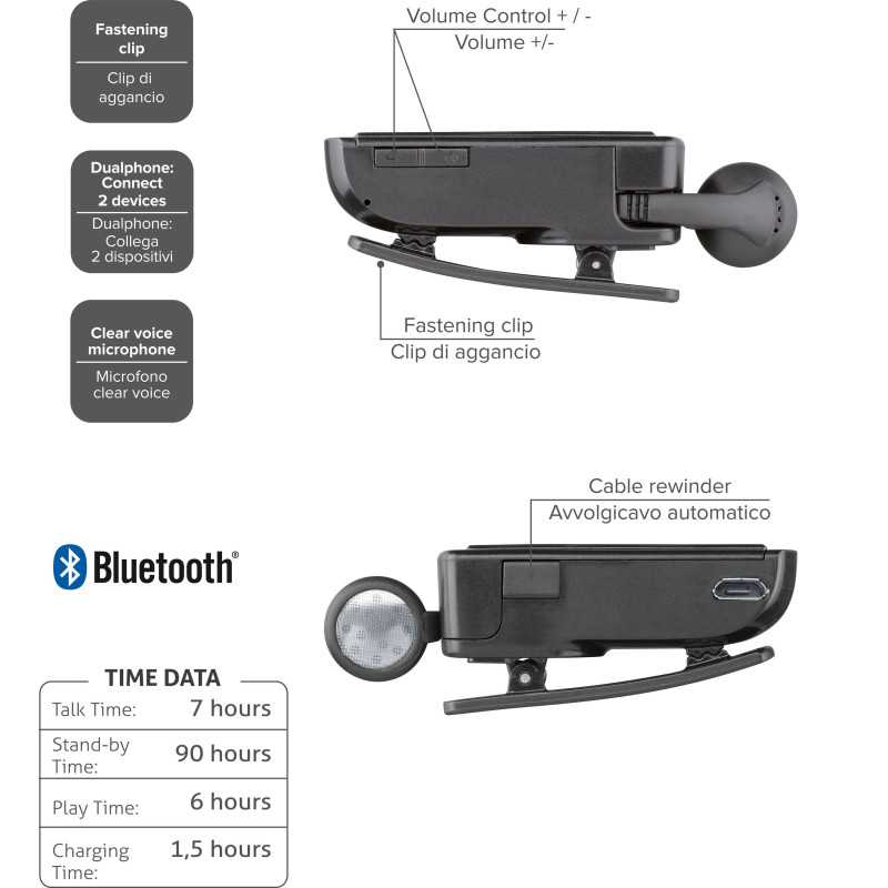 CELLULARLINE ROLLER CLIP CLASSIC CUFFIE BLUETOOTH | Riparafast SRLS