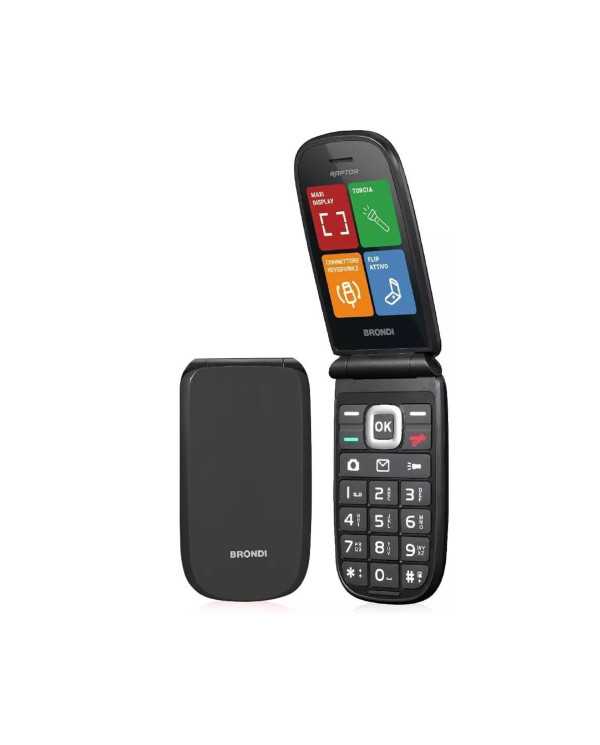 BRONDI RAPTOR Telefono Cellulare Flip Dual SIM Nero | Riparafast SRLS
