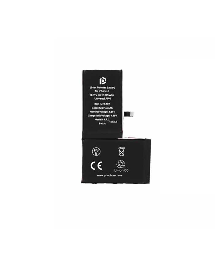BATTERIA PER APPLE IPHONE X mAh 2716 RICAMBIO PARI ORIGINALE + BIADESIVO