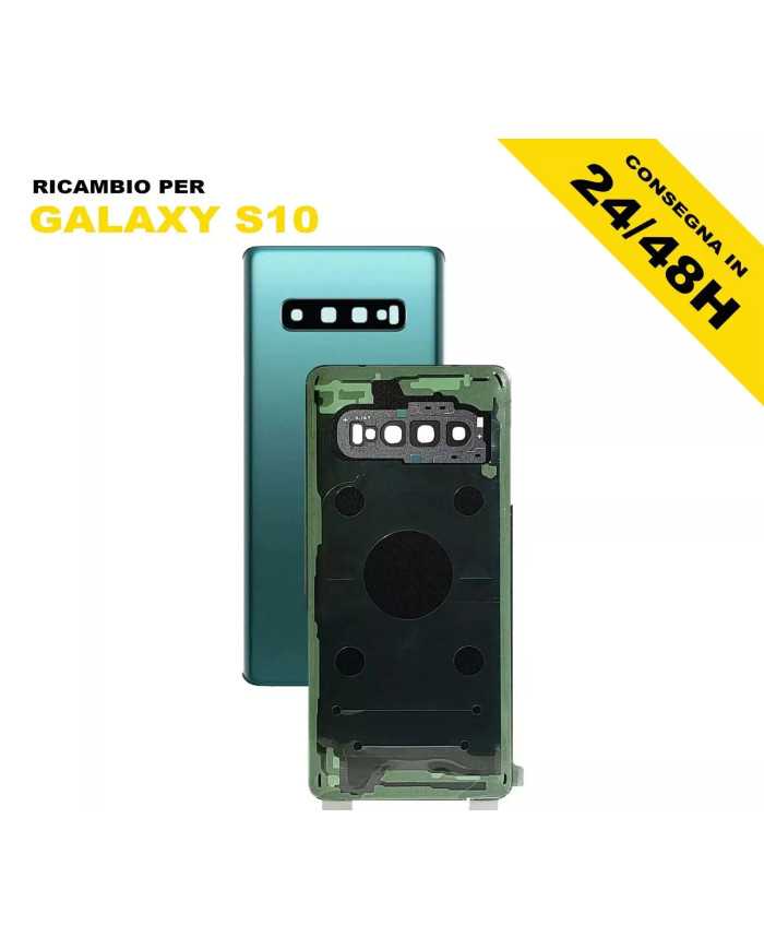 BACK COVER VETRO POSTERIORE SAMSUNG GALAXY S10 SM G973 COPRI BATTERIA