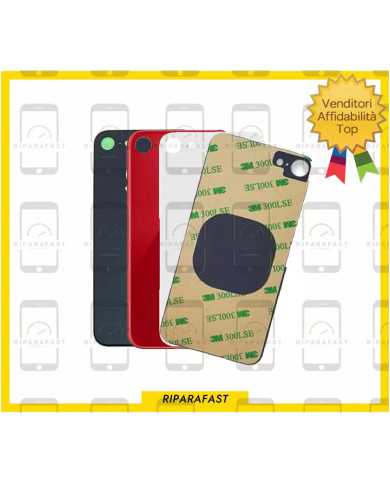 BACK COVER + ADESIVO FORO LARGO PER APPLE IPHONE SE 2020 SCOCCA